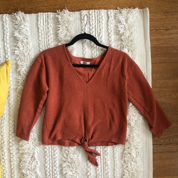 Madewell Texture&Thread Long-Sleeve Tie Front Top - Picture 2 of 6